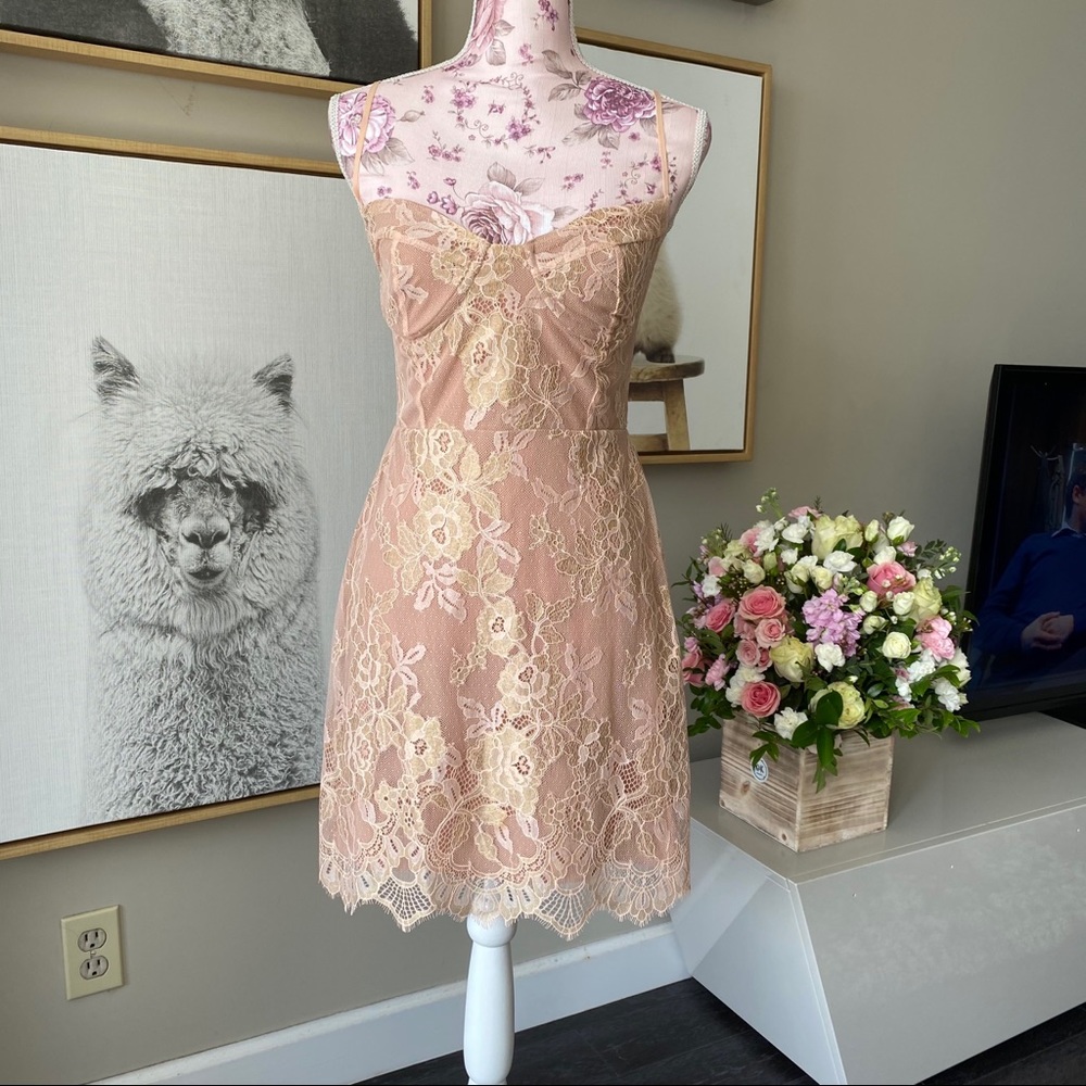 For love and lemon lace pink blush dress S like new
